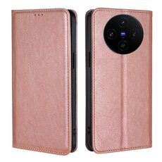 Per vivo X100s Gloss Oil Solid Color Magnetic Leather Phone Case (Oro rosa)
