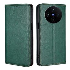 Per vivo X100s Gloss Oil Solid Color Magnetic Leather Phone Case (Verde)