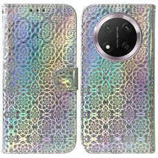 Per Honor X9c Custodia per telefono in pelle con fibbia magnetica colorata (argento)