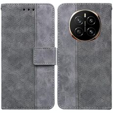 Custodia per telefono in pelle goffrata geometrica per Honor Magic7 (grigio)