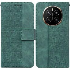 Custodia per telefono in pelle goffrata geometrica per Honor Magic7 (verde)