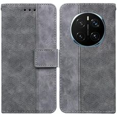 Custodia per telefono in pelle goffrata geometrica per Honor Magic7 Pro (grigio)