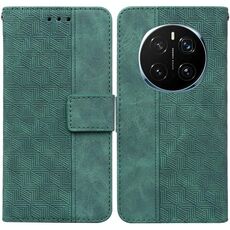 Custodia per telefono in pelle goffrata geometrica per Honor Magic7 Pro (verde)