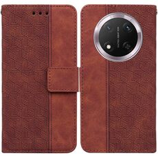 Custodia per telefono in pelle goffrata geometrica per Honor X9c (marrone)