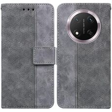 Custodia per telefono in pelle goffrata geometrica per Honor X9c (grigio)
