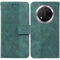 Custodia per telefono in pelle goffrata geometrica per Honor X9c (verde)