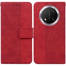 Custodia per telefono in pelle goffrata geometrica per Honor X9c (rosso)
