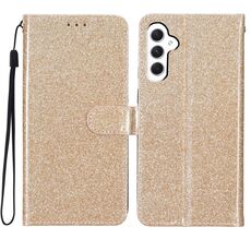 Per Samsung Galaxy A56 5G Custodia in pelle con glitter (oro)