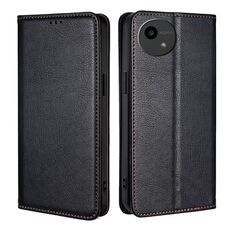 Per Sharp Aquos wish4 Gloss Oil Solid Color Magnetic Leather Phone Case (Nero)