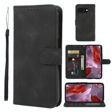 Per Google Pixel 9a Custodia in pelle con linee geometriche Skin Feel (nero)
