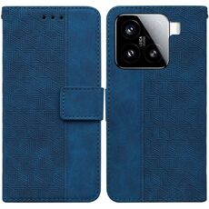 Per Xiaomi 15 Custodia per telefono in pelle con motivo geometrico in rilievo (blu)