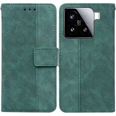 Per Xiaomi 15 Custodia per telefono in pelle con motivo geometrico in rilievo (verde)