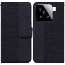 Per Xiaomi 15 Custodia per telefono in pelle con motivo geometrico in rilievo (nero)