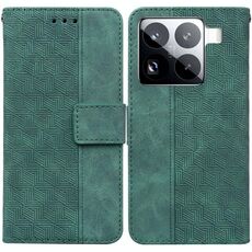 Per Xiaomi 15 Pro Custodia per telefono in pelle con motivo geometrico in rilievo (verde)