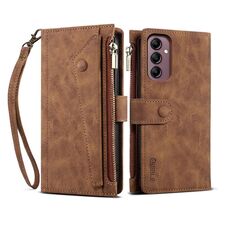Per Samsung Galaxy A26 5G ESEBLE Retro Frosted RFID Flip Custodia in Pelle per Telefono (Marrone)