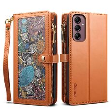 Per Samsung Galaxy A56 5G ESEBLE Star Series Portafoglio con cerniera RFID Custodia in pelle (marrone)