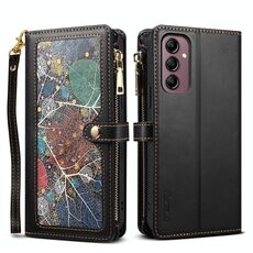 Per Samsung Galaxy A26 5G ESEBLE Star Series Portafoglio con cerniera RFID Custodia in pelle (nero)