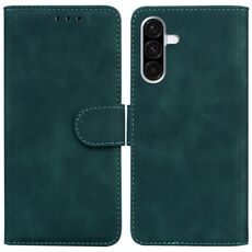 Per Samsung Galaxy A26 5G Custodia in pelle con chiusura a scatto e colore puro (verde)