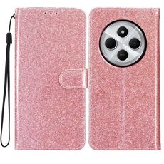 Per Redmi A4 5G Custodia in pelle con glitter e flip (oro rosa)