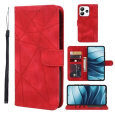 Per Redmi Note 14 5G Custodia in pelle con linee geometriche Skin Feel (rosso)