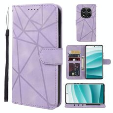 Per Redmi Note 14 Pro 5G Custodia in pelle con linee geometriche Skin Feel (viola)