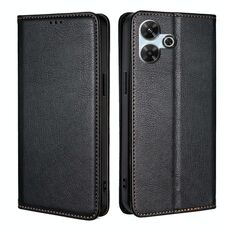 Per Redmi 13 4G Custodia magnetica in pelle tinta unita Gloss Oil (Nero)