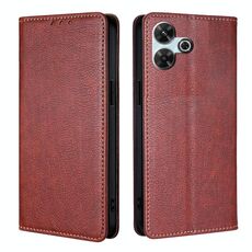 Per Redmi 13 4G Custodia per telefono magnetica in pelle tinta unita Gloss Oil (marrone)