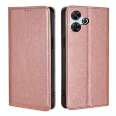 Per Redmi 13 4G Gloss Oil Solid Color Magnetic Leather Phone Case (Oro rosa)
