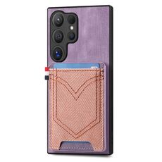 Per Samsung Galaxy S25 Ultra 5G Custodia in pelle con texture denim e slot per schede (viola)