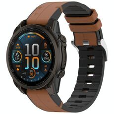 Per Garmin Fenix ​​8 AMOLED 51mm Fibbia a sgancio rapido 26mm Cinturino in silicone e pelle (marrone)