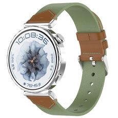 Per Huawei Watch GT 5 41mm Cinturino in Nylon e Pelle Ibrido Tessuto (Verde Marrone)