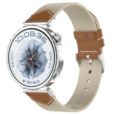 Per Huawei Watch GT 5 41mm cinturino in nylon e pelle intrecciata ibrida (marrone chiaro)