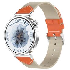 Per Huawei Watch GT 5 41mm Cinturino in Nylon e Pelle Ibrido Tessuto (Arancione Starlight)