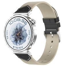 Per Huawei Watch GT 5 41mm cinturino in nylon e pelle intrecciata ibrida (Starlight Black)
