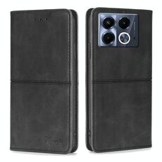 Per Infinix Note 40 5G Custodia magnetica in pelle con texture di mucca (nera)