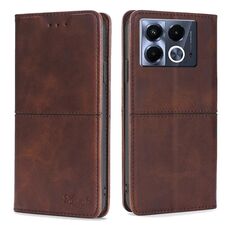 Per Infinix Note 40 5G Custodia magnetica in pelle con texture di mucca (marrone scuro)