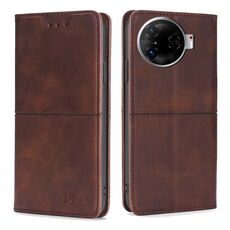 Per Tecno Camon 30 Pro 5G Custodia magnetica in pelle con texture di mucca (marrone scuro)