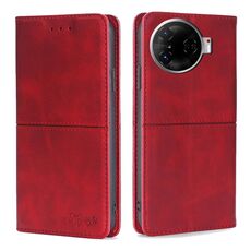 Per Tecno Camon 30 Pro 5G Custodia magnetica in pelle con texture di mucca (rosso)