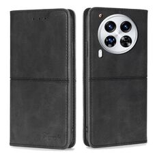 Per Tecno Camon 30 Premier 5G Custodia magnetica in pelle con texture di mucca (nero)