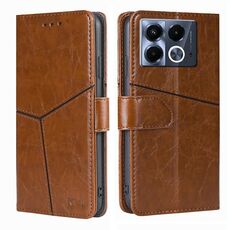 Per Infinix Note 40 5G Custodia in pelle con cuciture geometriche (marrone chiaro)