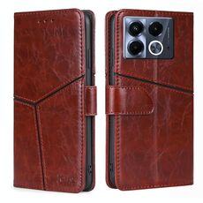 Per Infinix Note 40 5G Custodia in pelle con cuciture geometriche (marrone scuro)