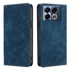 Per Infinix Note 40 5G RFID Antifurto Spazzola Magnetico Custodia in Pelle per Telefono (Blu)