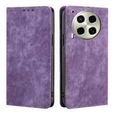 Per Tecno Camon 30 RFID Anti-furto Spazzola Magnetico Custodia in Pelle per Telefono (Viola)