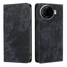 Per Tecno Camon 30 Pro 5G RFID Antifurto Spazzola Magnetico Custodia in Pelle per Telefono (Nero)