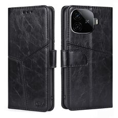 Per vivo iQOO Z9 Turbo Custodia per telefono in pelle con cuciture geometriche (nero)