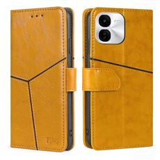 Per vivo iQOO Z9x 5G Custodia in pelle con cuciture geometriche (giallo)
