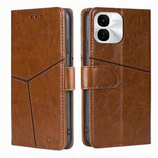 Per vivo iQOO Z9x 5G Custodia in pelle con cuciture geometriche (marrone chiaro)