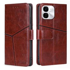 Per vivo iQOO Z9x 5G Custodia in pelle con cuciture geometriche (marrone scuro)