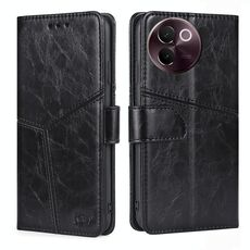 Per vivo V30e 5G Custodia per telefono in pelle con cuciture geometriche globali (nero)
