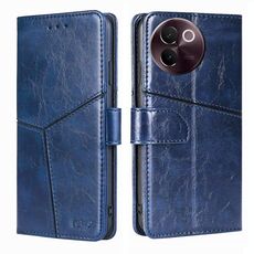 Per vivo V30e 5G Custodia per telefono in pelle con cuciture geometriche globali (blu)